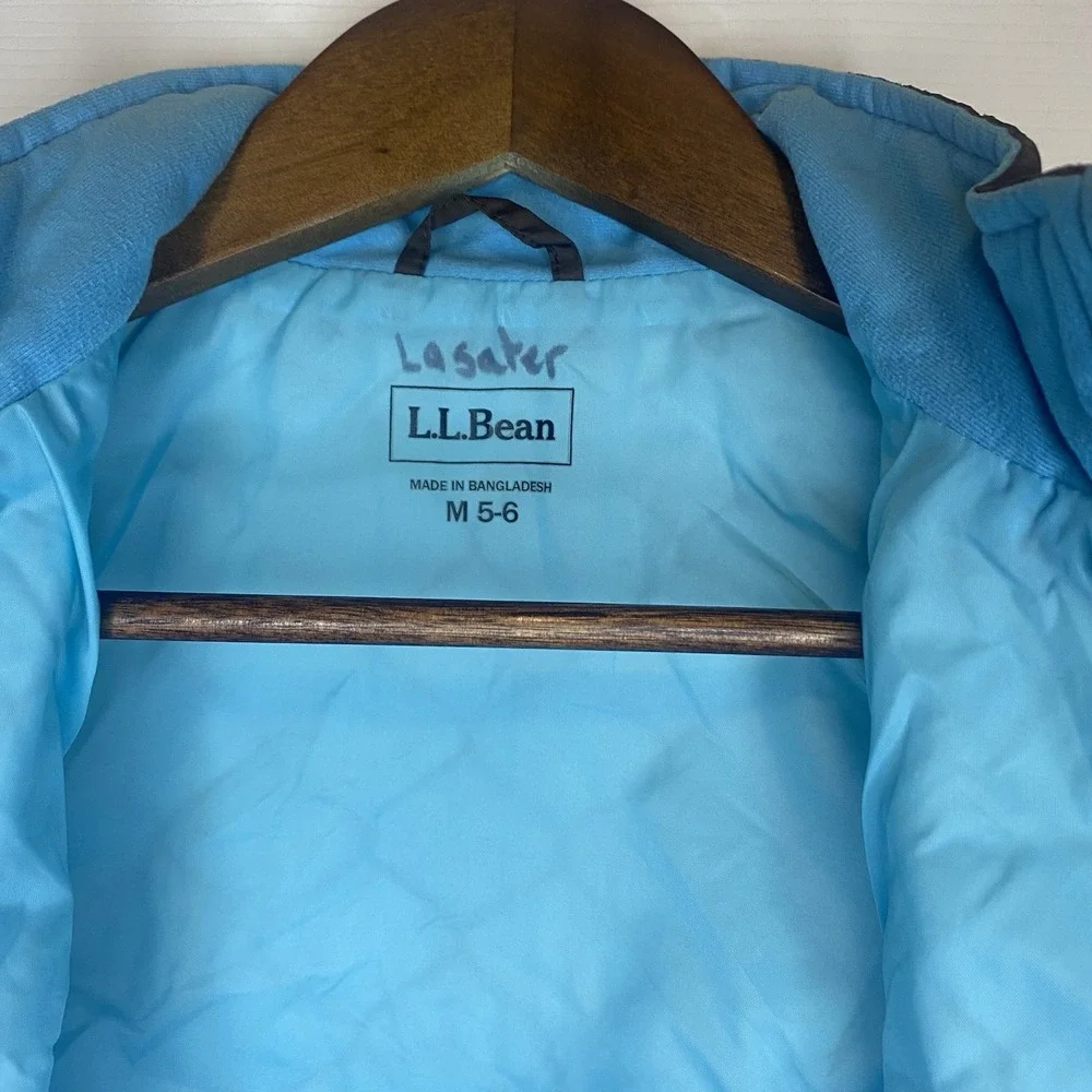 L.L. Bean Puffer Vest Kids Girls 5‎ 6 Brown Goose Down Insulated